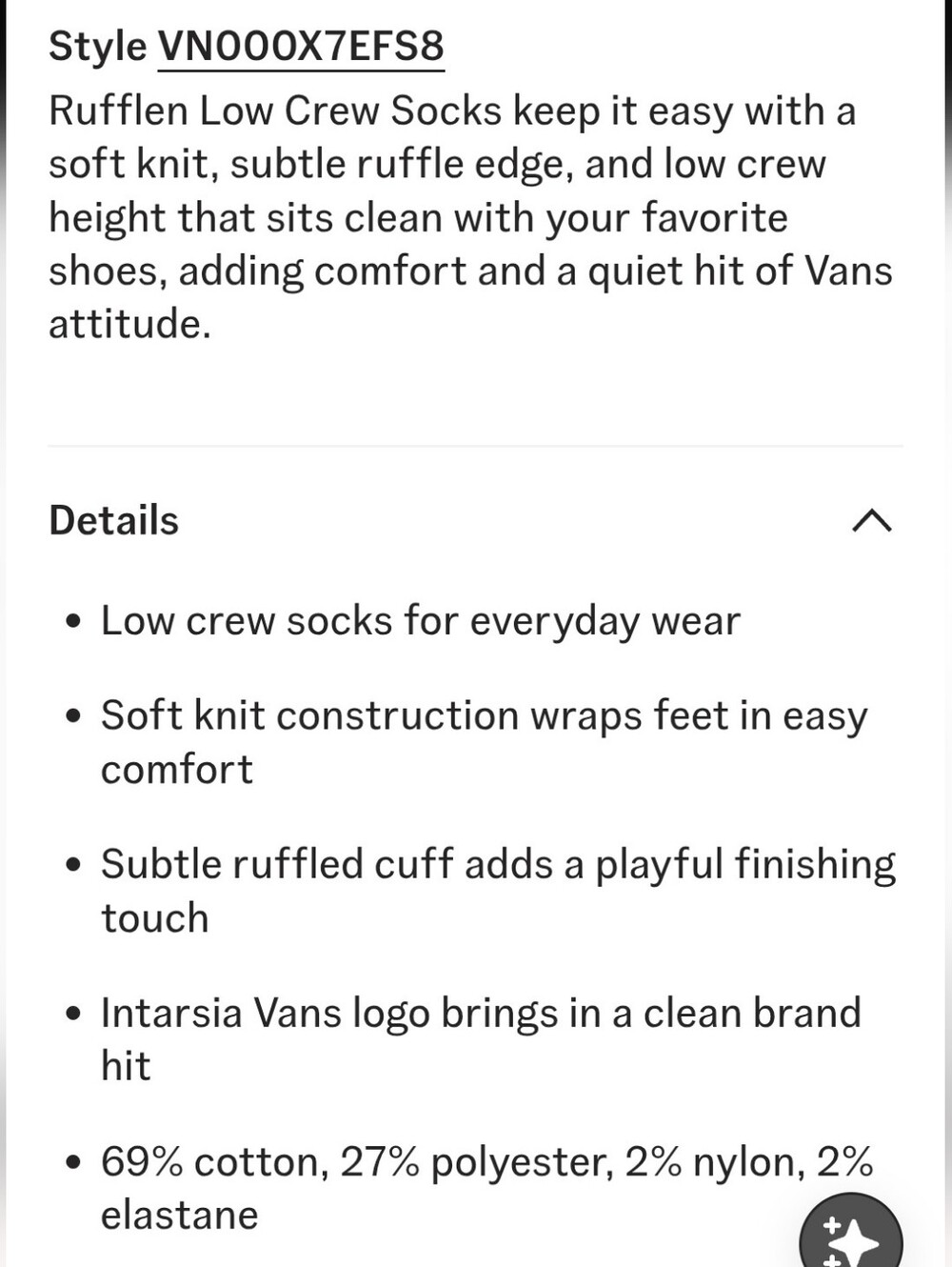 Vans Rufflen Low Crew Socks - Picture 6 of 6